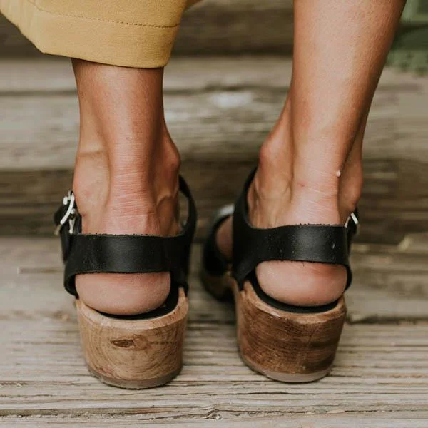 Ankle Strap Chunky Heel Low Platform Sandals