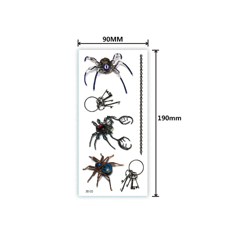 Waterproof 3D tattoo sticker Three-dimensional color printing tattoo sticker Butterfly flower animal color tattoo sticker