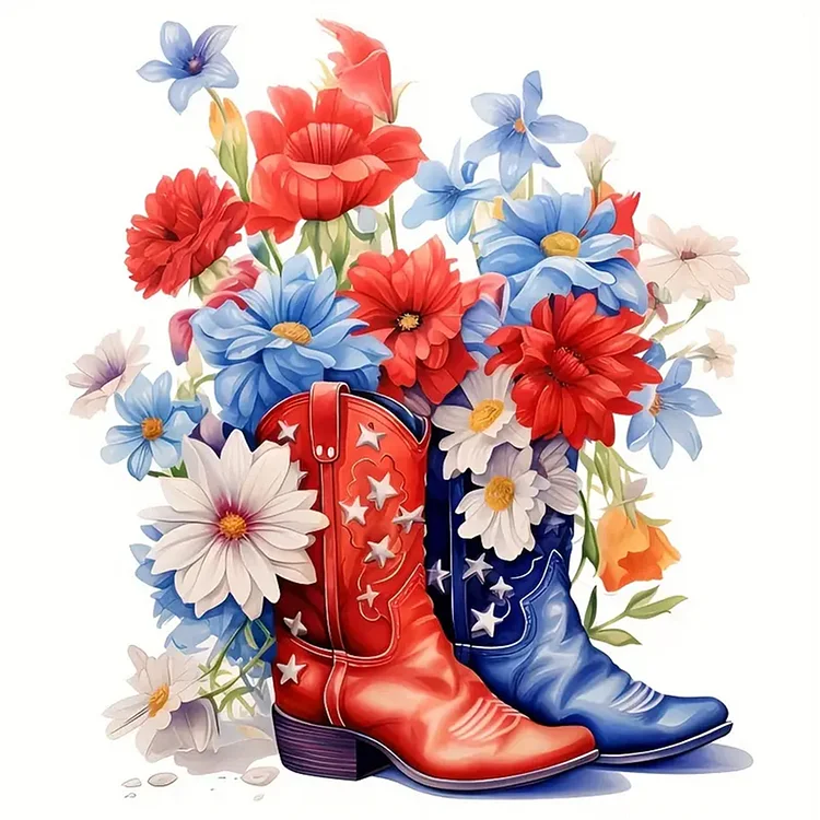 Floral Boots 30*30CM (Canvas) Full Round Drill Diamond Painting gbfke