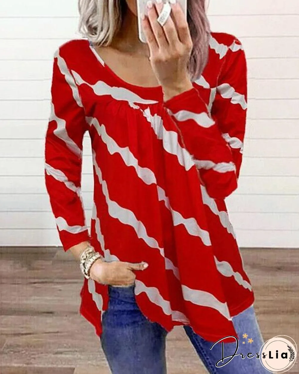 Stripe Casual Long-sleeved Tops