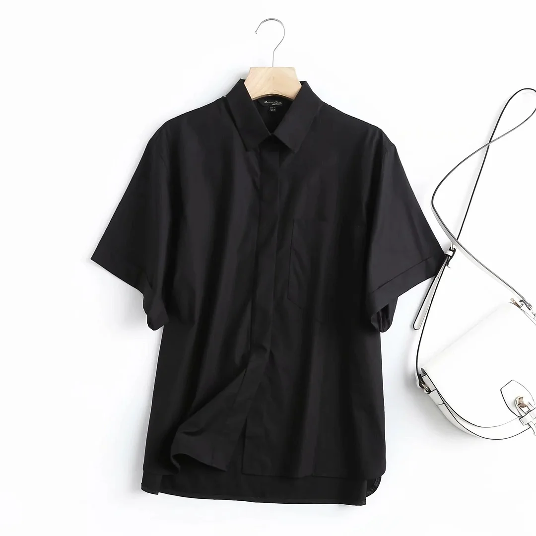 Christmas Gift Withered England Fashion Simple Poplin Black Solid Casual Summer Blouse Women Blusas Mujer De Moda 2023Kimono Shirt Women Tops