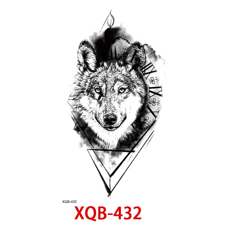 Sdrawing Forest Tattoo Sticker for Men Women Tiger Wolf Death Skull Temporary Tattoo Fake Henna Skeleton King Animal Tatoo Pattern