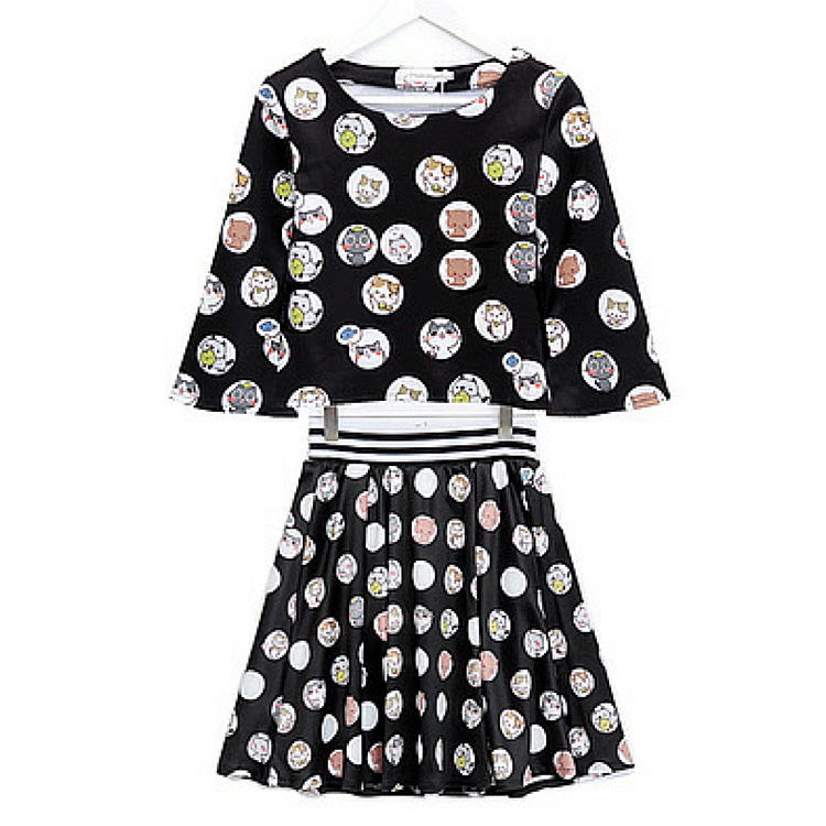 [Neko Atsume] S/M/L Black Neko Cat Top and Skirt Set SP166438