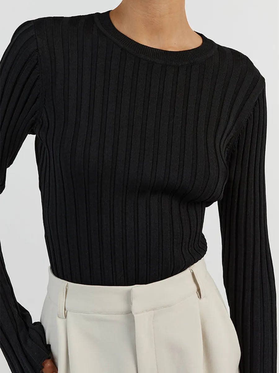 Uveng Uveng Collar Knitted Sweater Long-Sleeved Pit Strip Bottom Shirt Solid Color Tight Autumn And Winter Top Woman