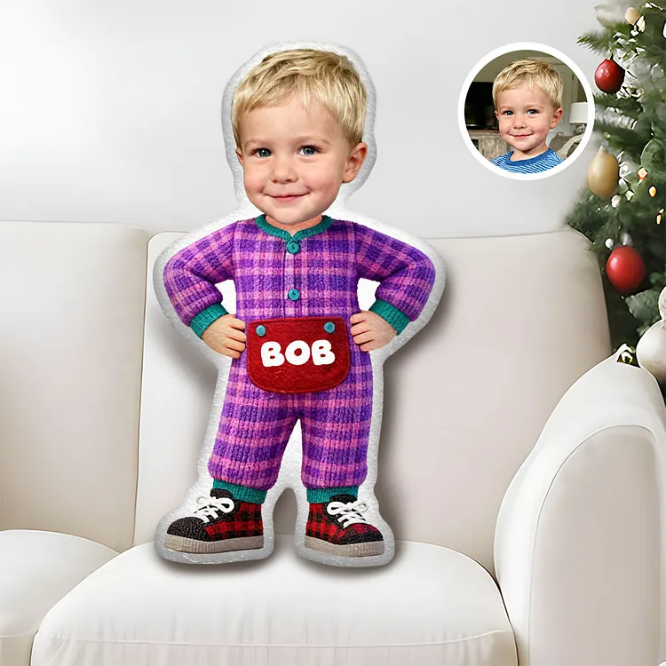 Custom Cartoon Doll Pillow &ndash; Personalized Doll That Looks Like You | Mini Me Pillow With Face & Name For Family For Kids Gift For X-mas