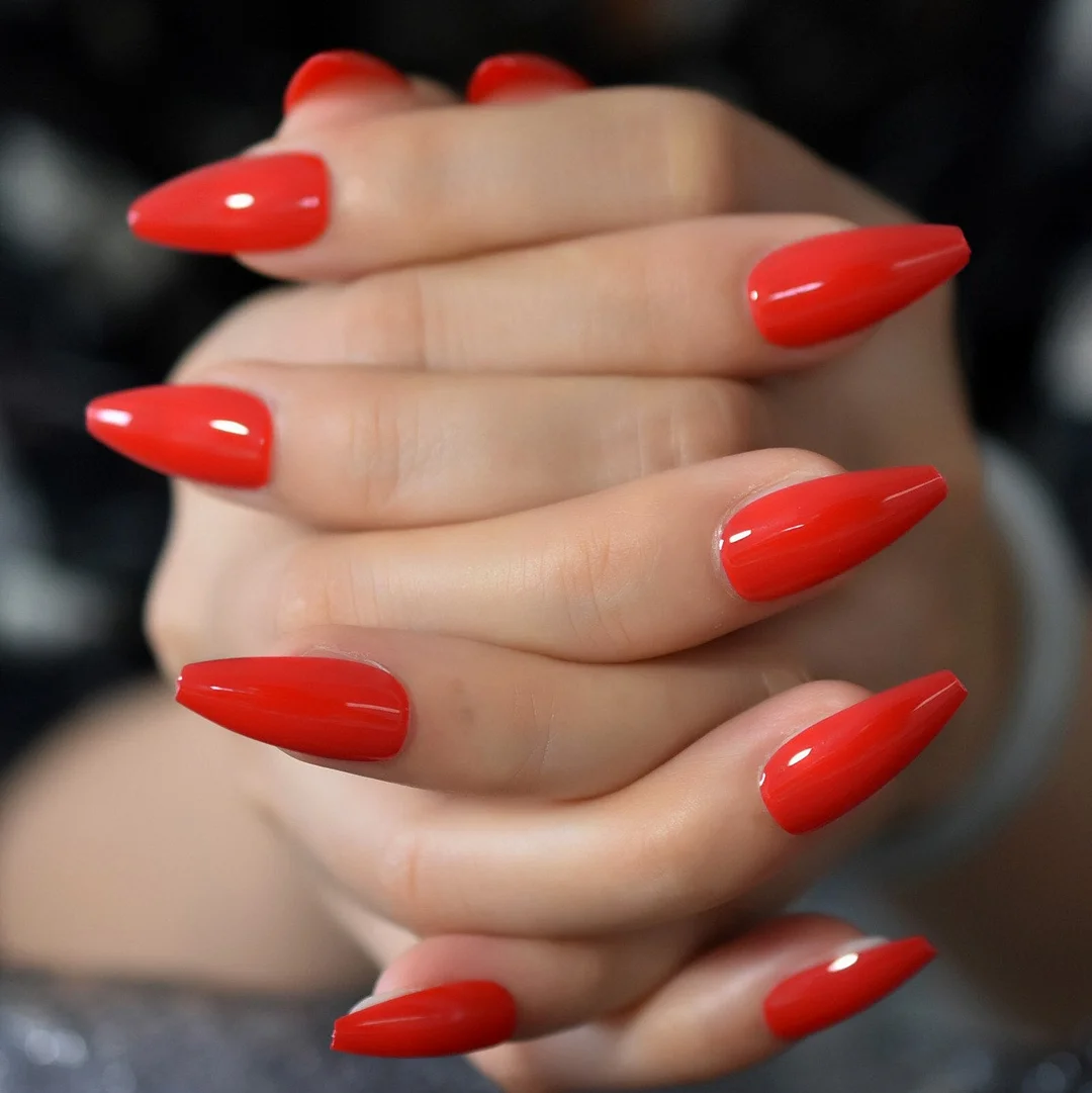 Medium Nails Glossy Manicure Fake Nails Coffin Pure Color Chooseful UV Nails False Fingernails Tips Supplies For Profrssionals-Nail Inspo