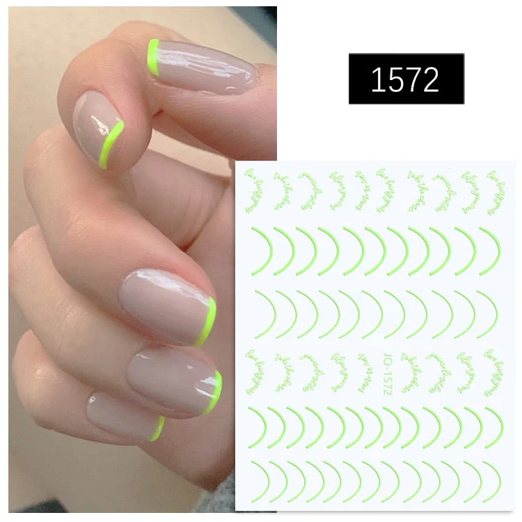 1PC Sliver Striping Tape 3D Nail Stickers Laser Geometry Lines Slider For Nails Gel Polish Decals For Manicures Decoration-Nail Inspo