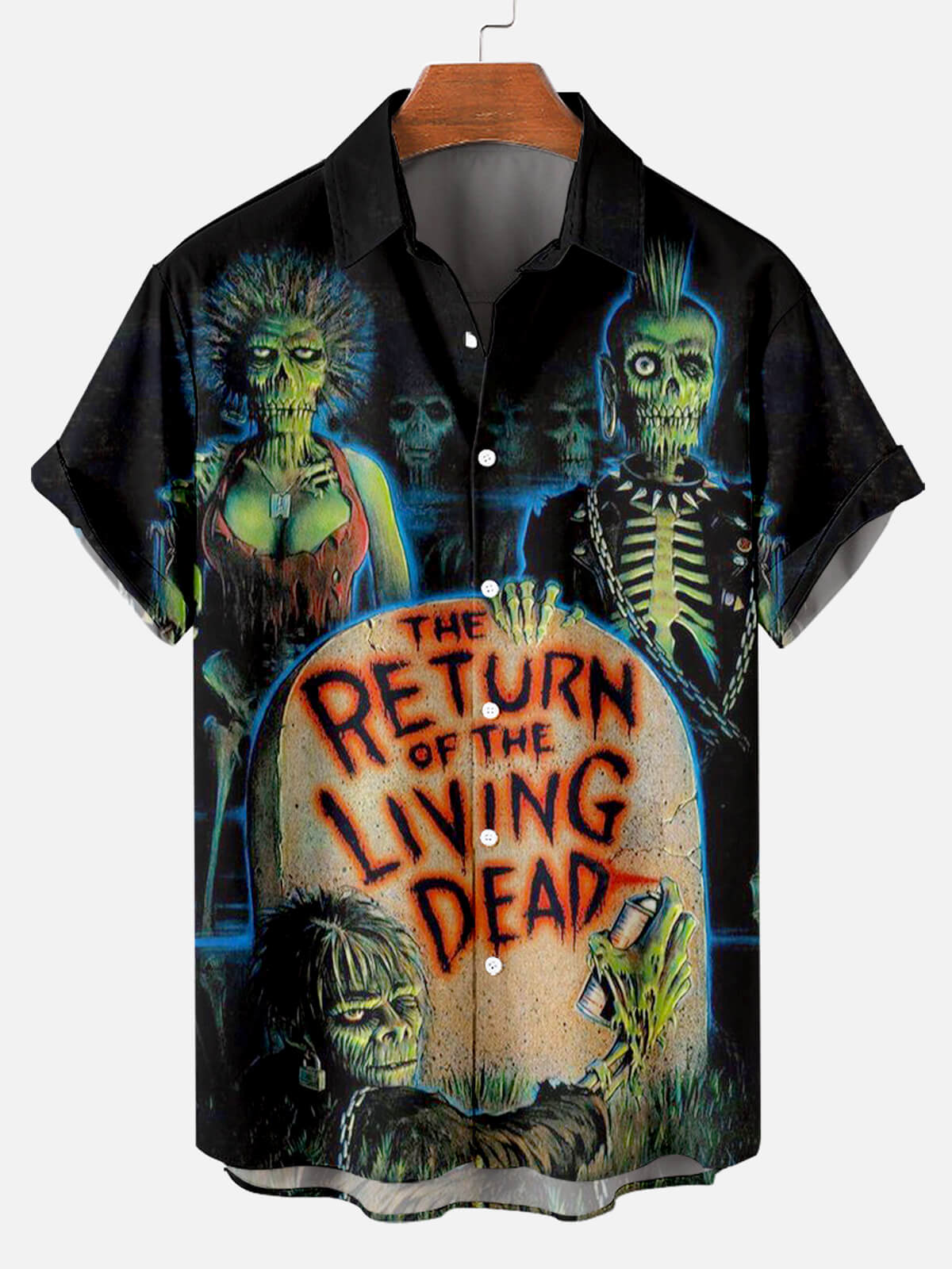 Men's Halloween Print Short Sleeve Shirt PLUSCLOTHESMAN