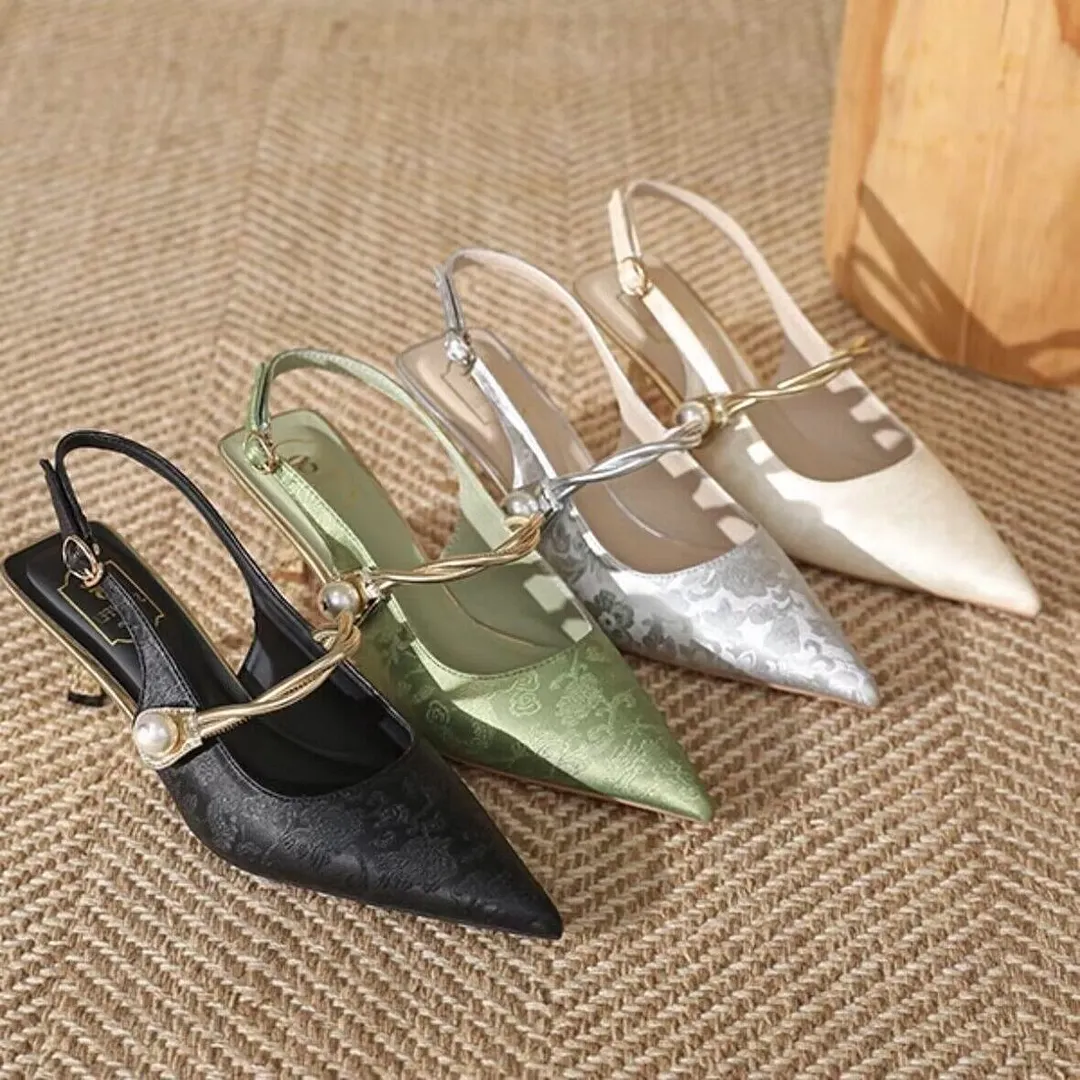 Churchf Sandals Women 2025 Summer New Korean Version Fashion Pointed Thin With A Word With High Heel Women's Shoes