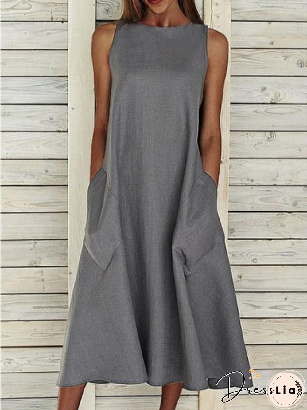 Women's A-Line Dress Midi Dress - Sleeveless Pocket Summer Basic Holiday White Blue Yellow Gray S M L XL XXL