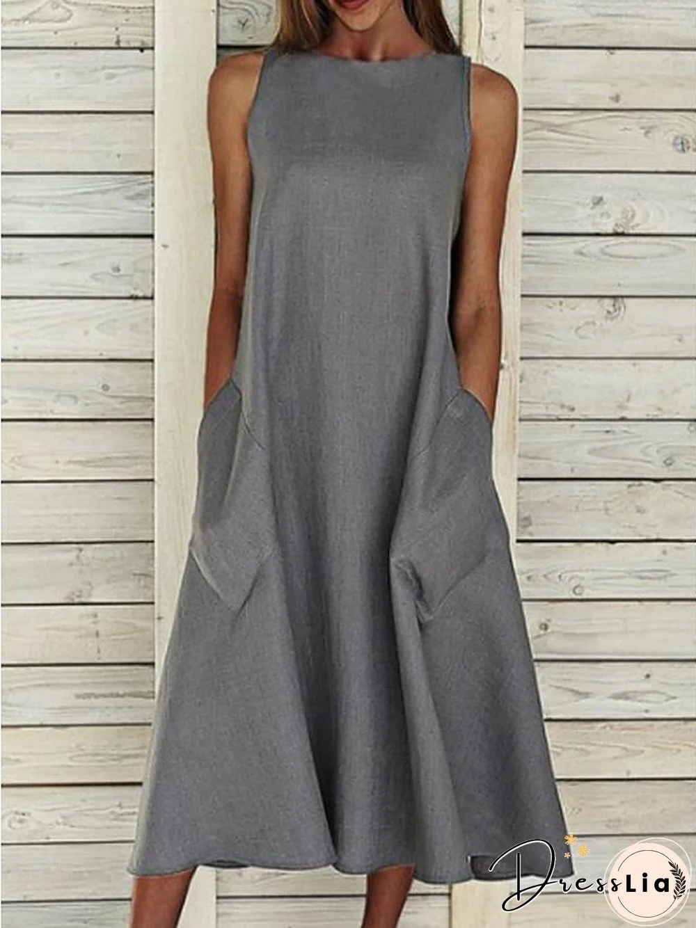 Women's A-Line Dress Midi Dress - Sleeveless Pocket Summer Basic Holiday White Blue Yellow Gray S M L XL XXL