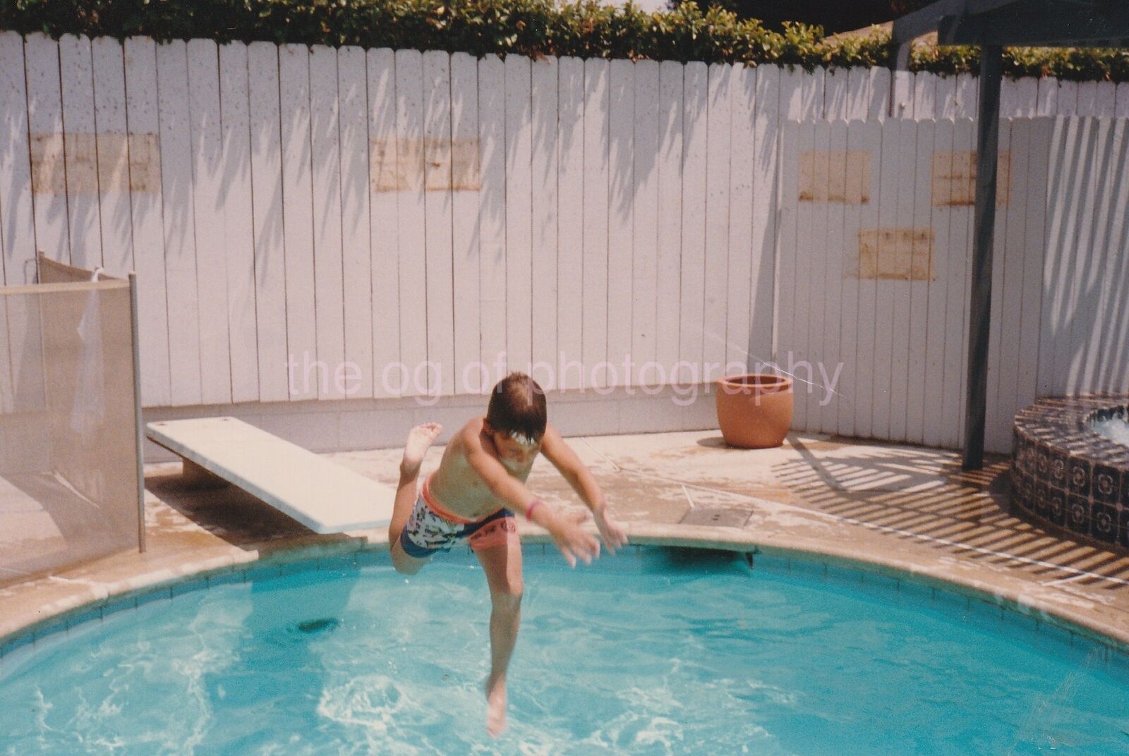 POOL KID Boy FOUND Photo Poster painting ColorOriginal Snapshot VINTAGE 811 4 R