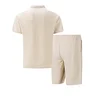 Men's Casual Waffle-Knit Two-Piece Set: Zip-Collar T-Shirt & Shorts by Inlyline