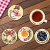 8Pcs Christmas DIY Wood Diamond Painting Coasters Kit with Round Base