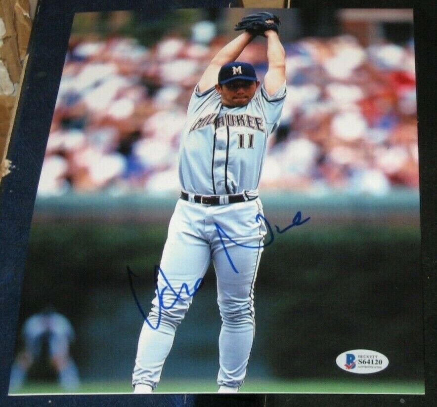 HIDEO NOMO MILWAUKEE BREWERS SIGNED 8X10 Photo Poster painting BAS AUTOGRAPHED #S64120 JAPAN