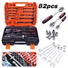 82 PCS Socket Wrench Set Ratchet Wrench Tool Box Kit for Auto Repairing