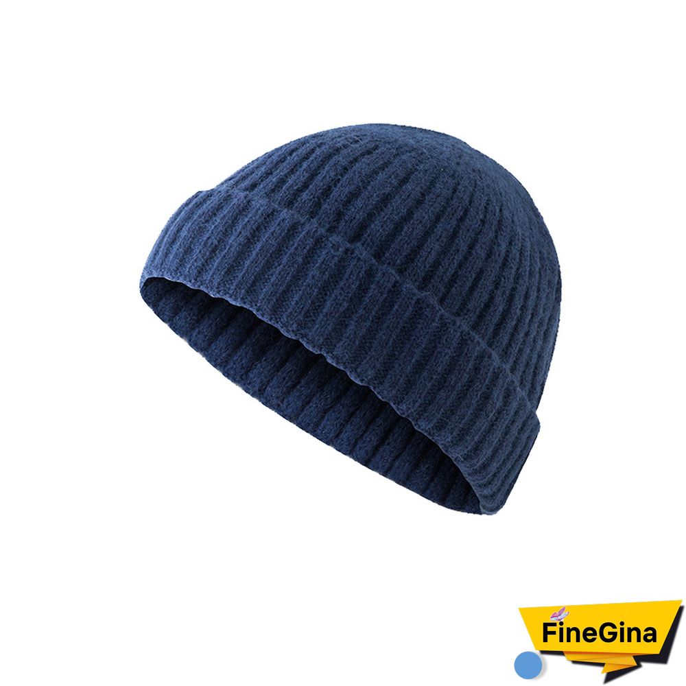 Men's & Women's Warm Plain Knitted Melon Leather Hat