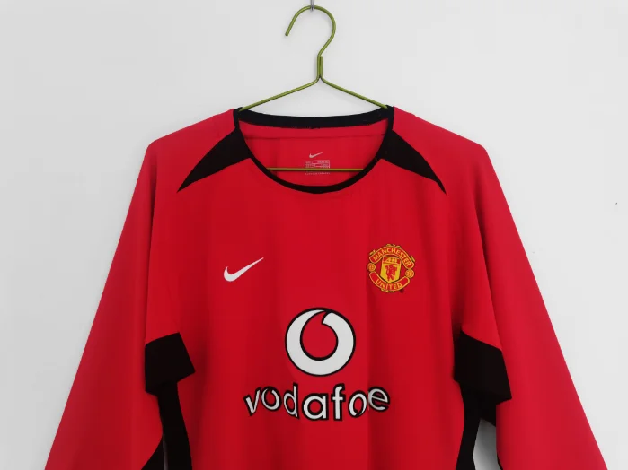 Retro 02/04 Manchester United Home Long Sleeve Football T-Shirt Thai Quality