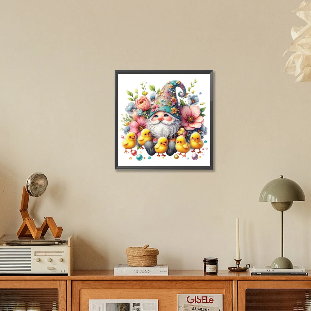 Full Round Diamond Painting 30*30cm - Beautiful Goblin And Chicken