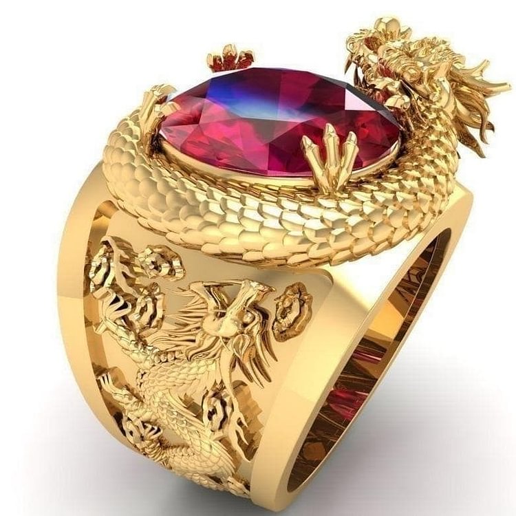Elegant Dragon Red Crystal Ring KERENTILA