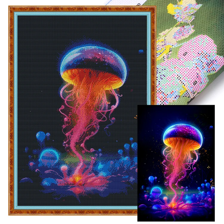 【Huacan Brand】Jellyfish 18CT Stamped Cross Stitch 35*50CM