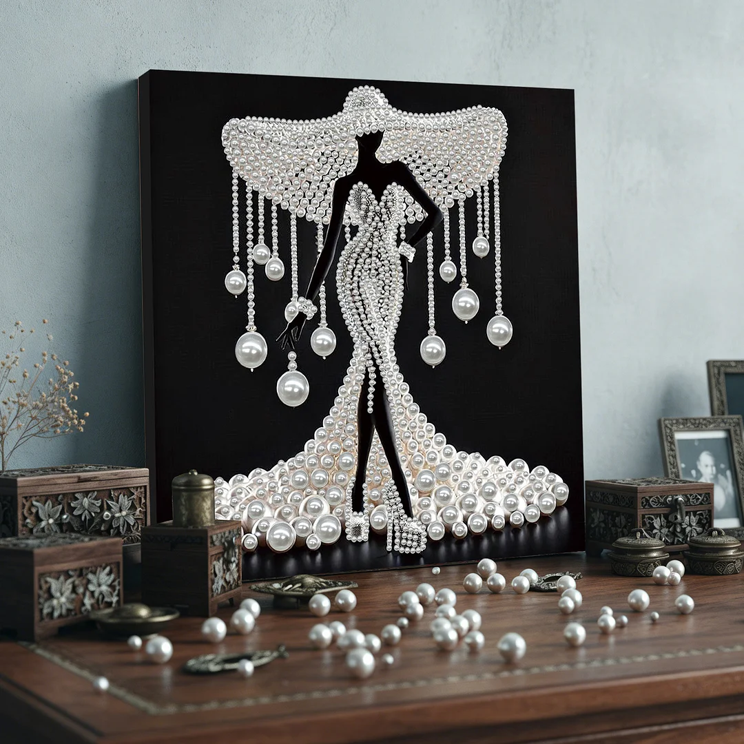 Elegant Lady - DIY Pearl Diamond Art Kit With Frame 30*30cm