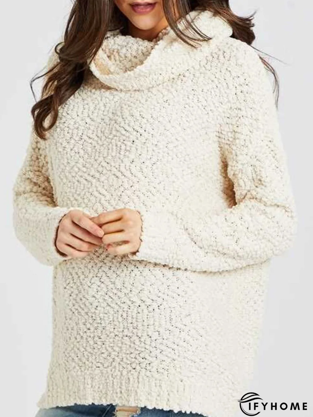 Casual Plus Size Cowl Neck Long Sleeve Sweater | IFYHOME