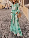 Bohemia Printed Loose Long Sleeves Maxi Dress