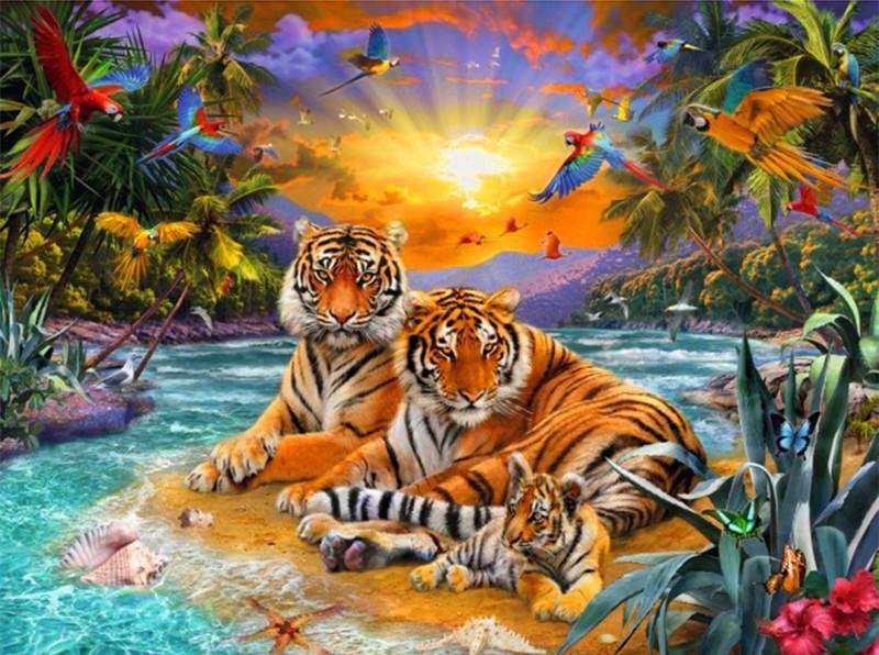 Animal Tiger Paint By Numbers Kits UK For Adult RA3241