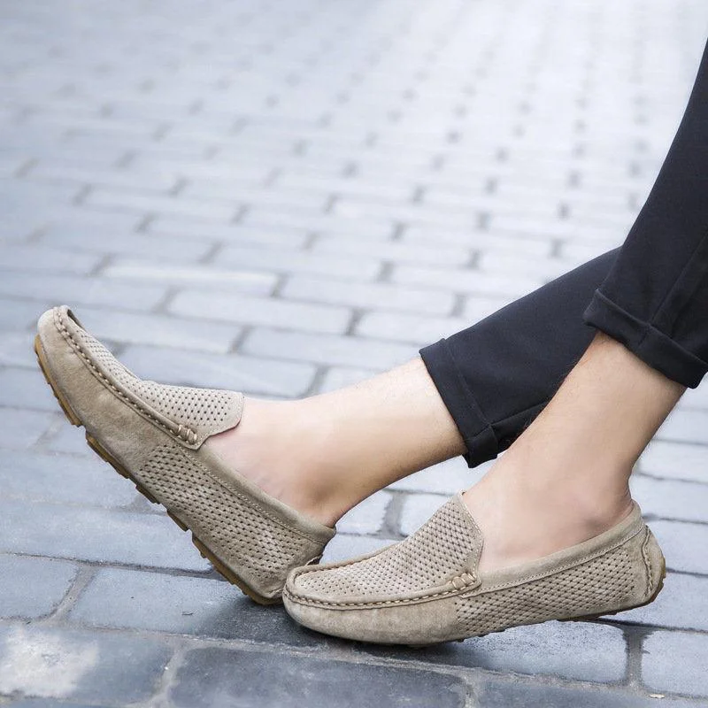Slip On Driving Shoes Soft Moccasins Holes Comfort Light Mens Flats