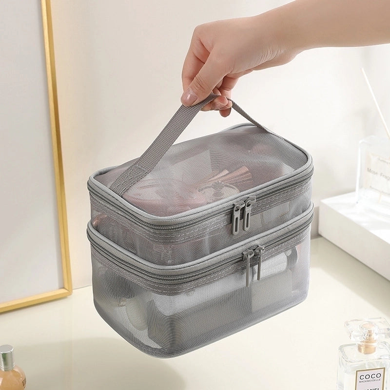Casual Solid Color Polyester Composite Needle Punched Cotton Storage Bag Makeup Bags