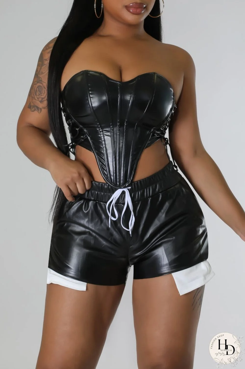 Yellow Sexy Solid Patchwork Regular High Waist Conventional Solid Color Shorts