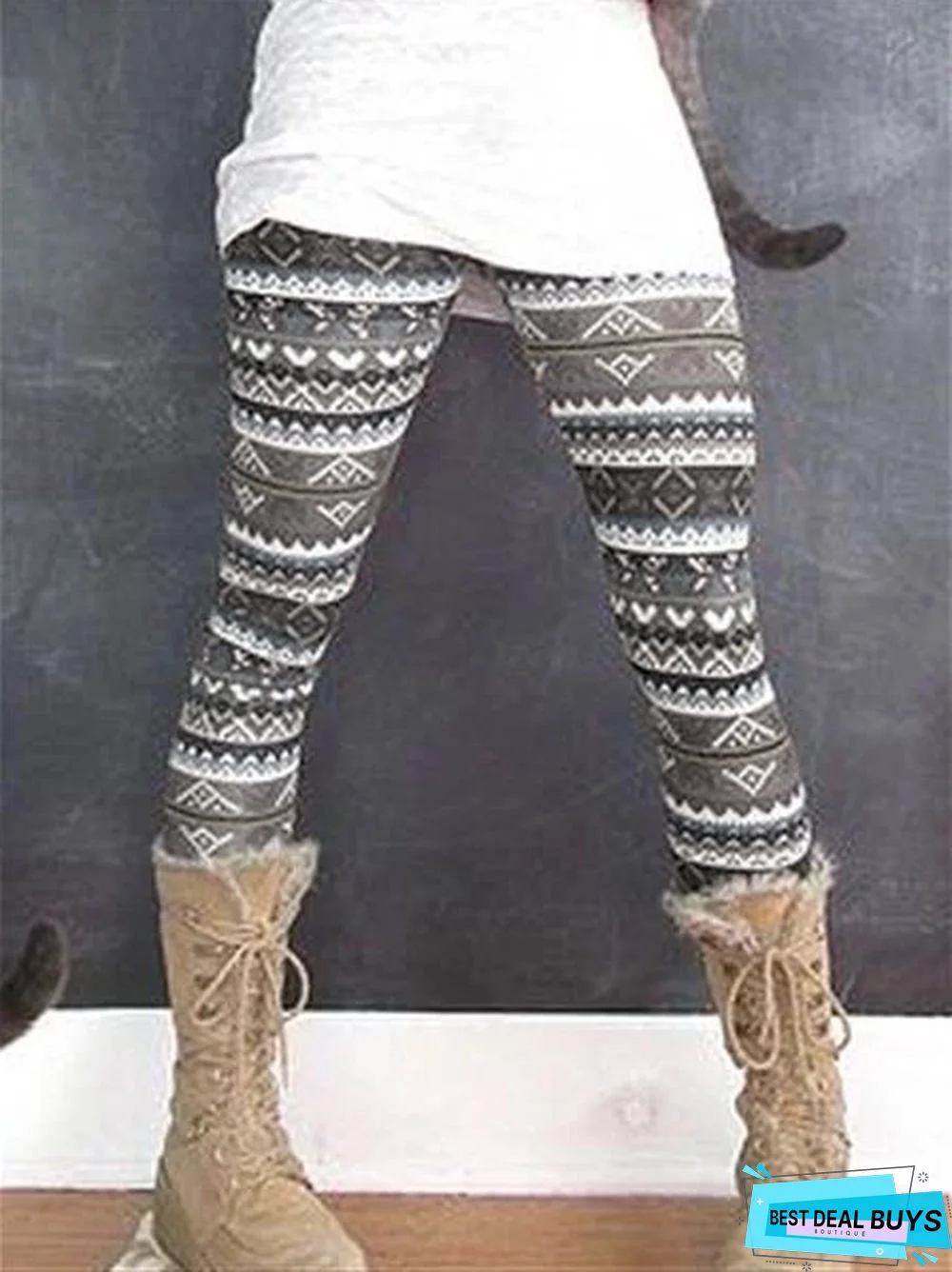 Autumn Winter Casual Vintage Printed Leggings