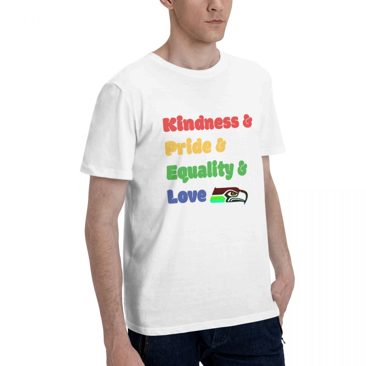 Seattle Seahawks Colorful LGBT Cotton Men's T-Shirt