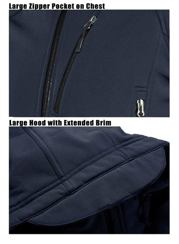 Men's Winter Coats with 8 Pockets Foldable Hooded Water & Wind Resistant Softshell Tactical Jacket