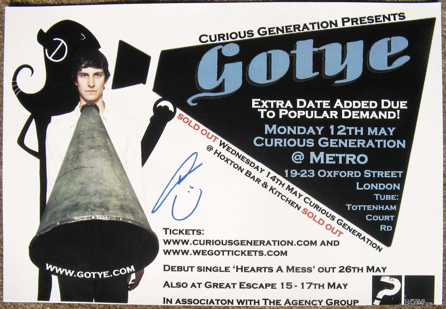 Signed GOTYE Gig POSTER In-Person w/proof Concert Autograph