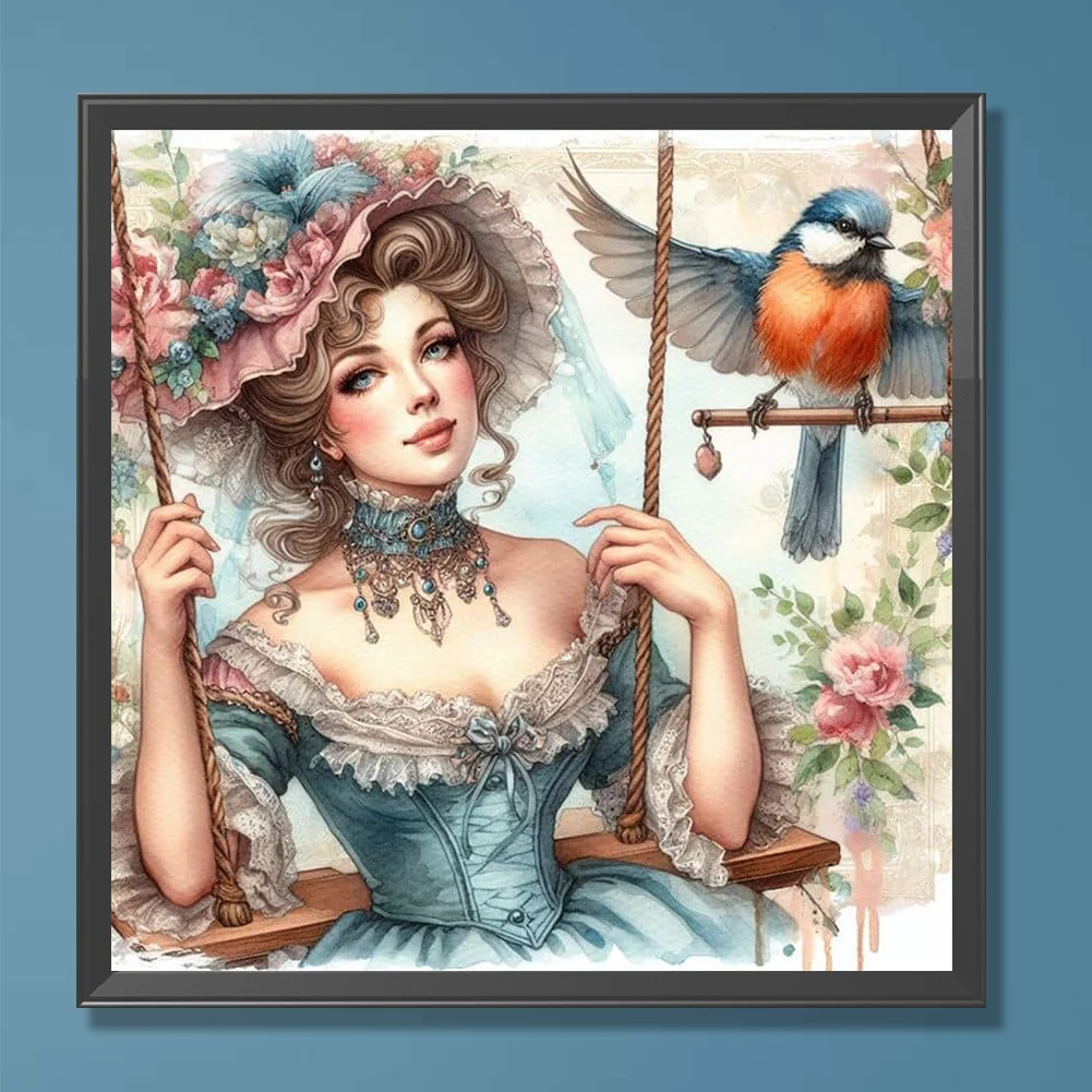 Diamond Painting - Full Round Drill - Swing Lady(Canvas|30*30cm)