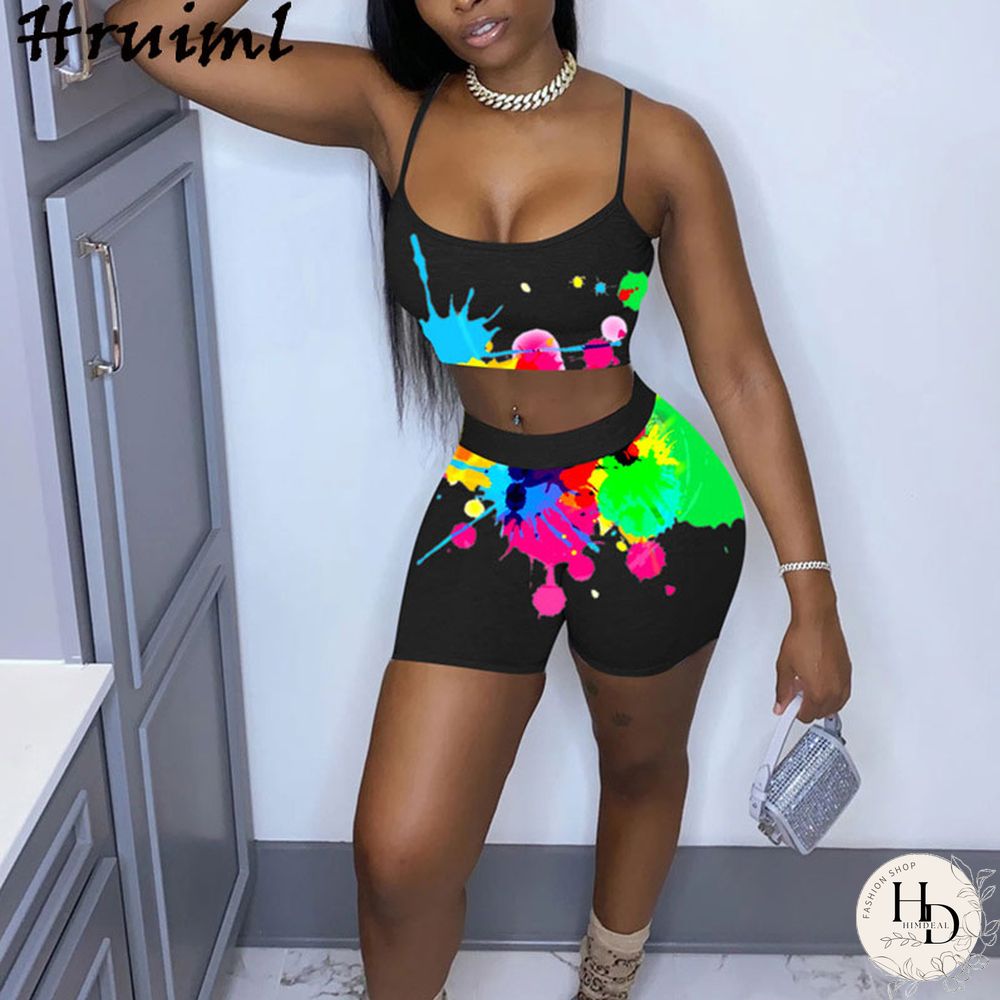 Graphic Bandana 2 Piece Tracksuit Set Women Printed Casual Sport Cute Sexy Club Outfits For Women Matching Sets Top Sets