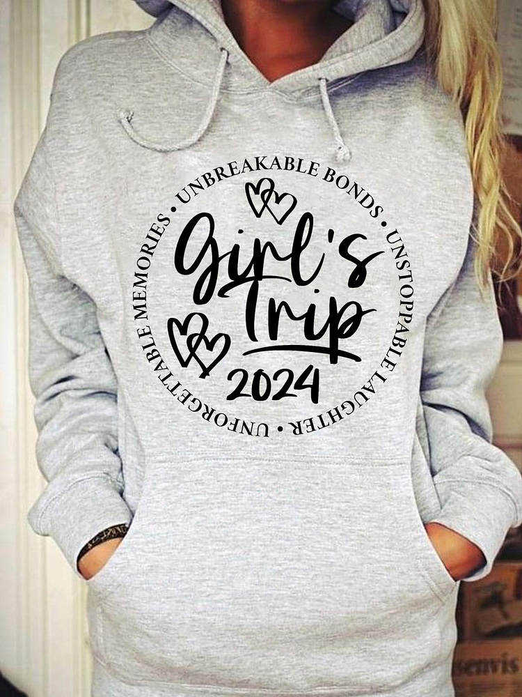 Girls Trip 2024 Girl's Weekend 2024 Hooded Pocket Sweatshirt socialshop