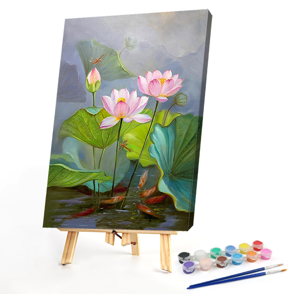 

40*60CM - Paint By Numbers - Koi Lotus (Big Size), 501 Original