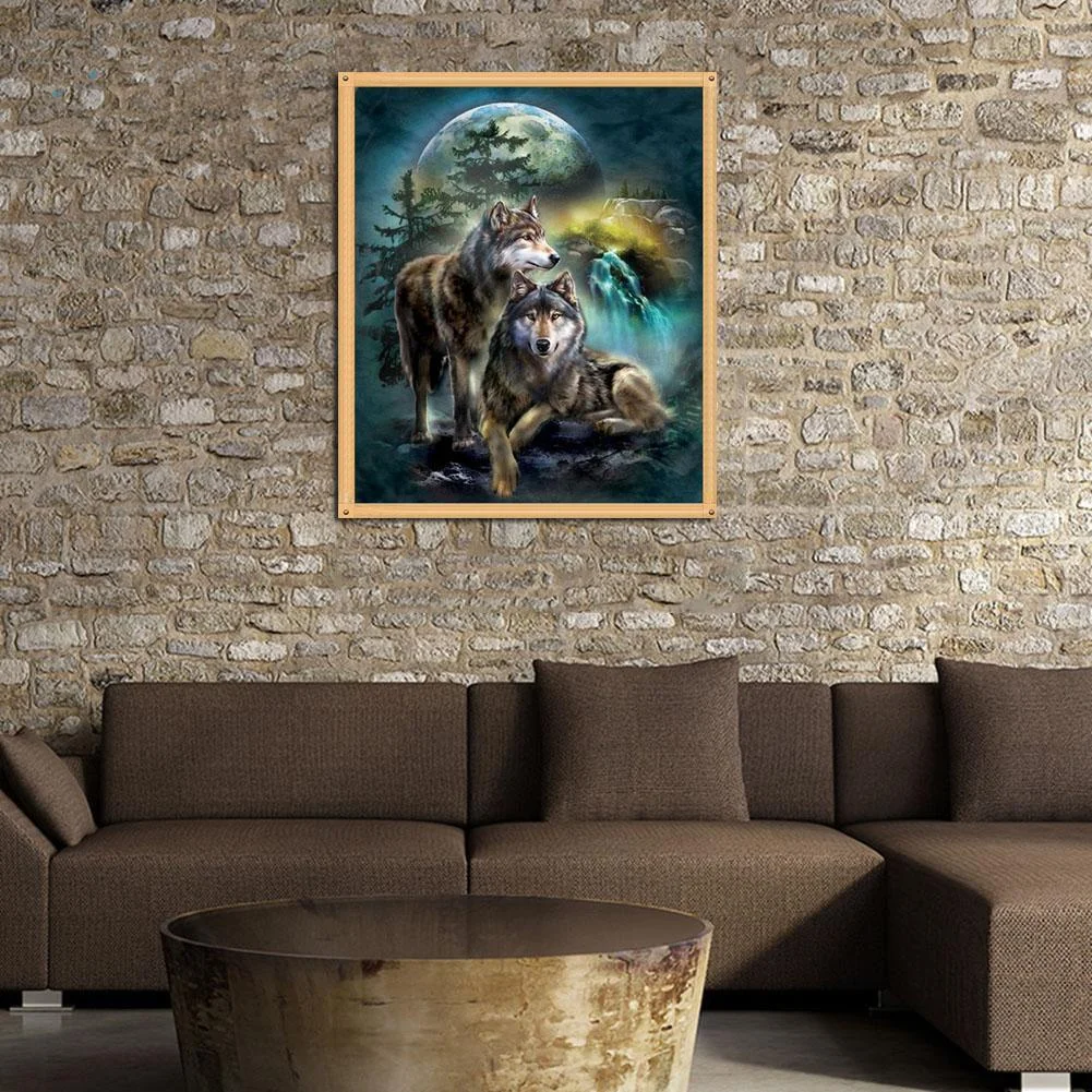 Diamond Painting - Full Round Drill - Wolf Night(30*35cm)
