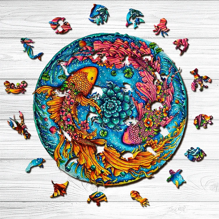 Wooden Jigsaw Puzzle-Yin Yang Fish - KAAYEE