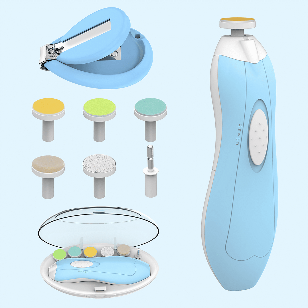 Lupantte Baby Nail File and Baby Nail Clippers with Light Set, Electric Infant Nail Trimmer Kit, for Newborn Blue