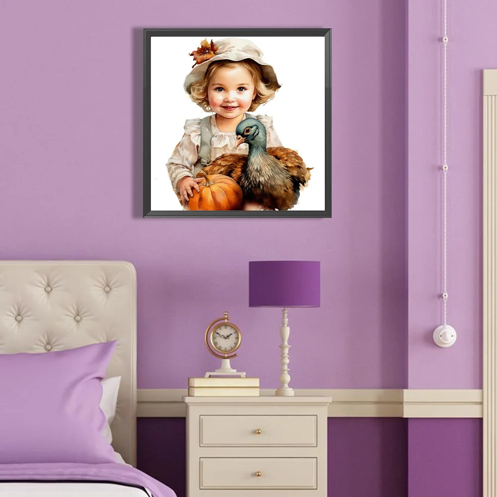 Diamond Painting - Full Round Drill - Harvest Farm Kid(Canvas|40*40cm)