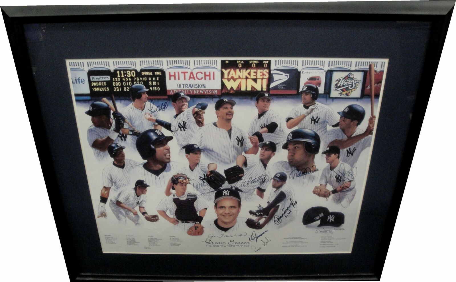 Derek Jeter Mariano Rivera Joe Torre + More 1998 World Series Yankees Photo Poster painting JSA