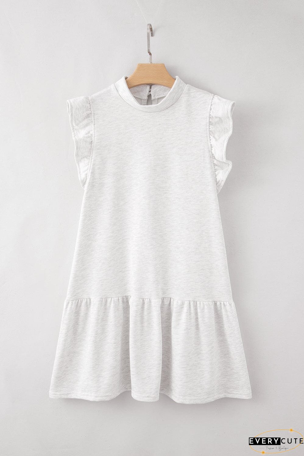 Sleeveless Ruffle Dress with Crew Neck