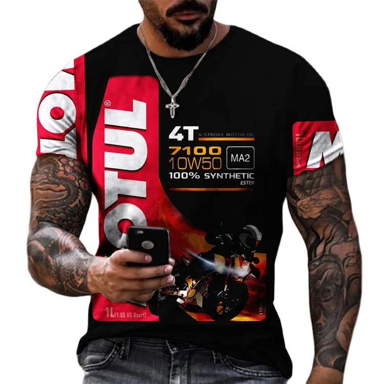 3D Oil Print Short Sleeve Tops Street Crew Neck Men T-shirts Oversized T-shirts at Hiphopee