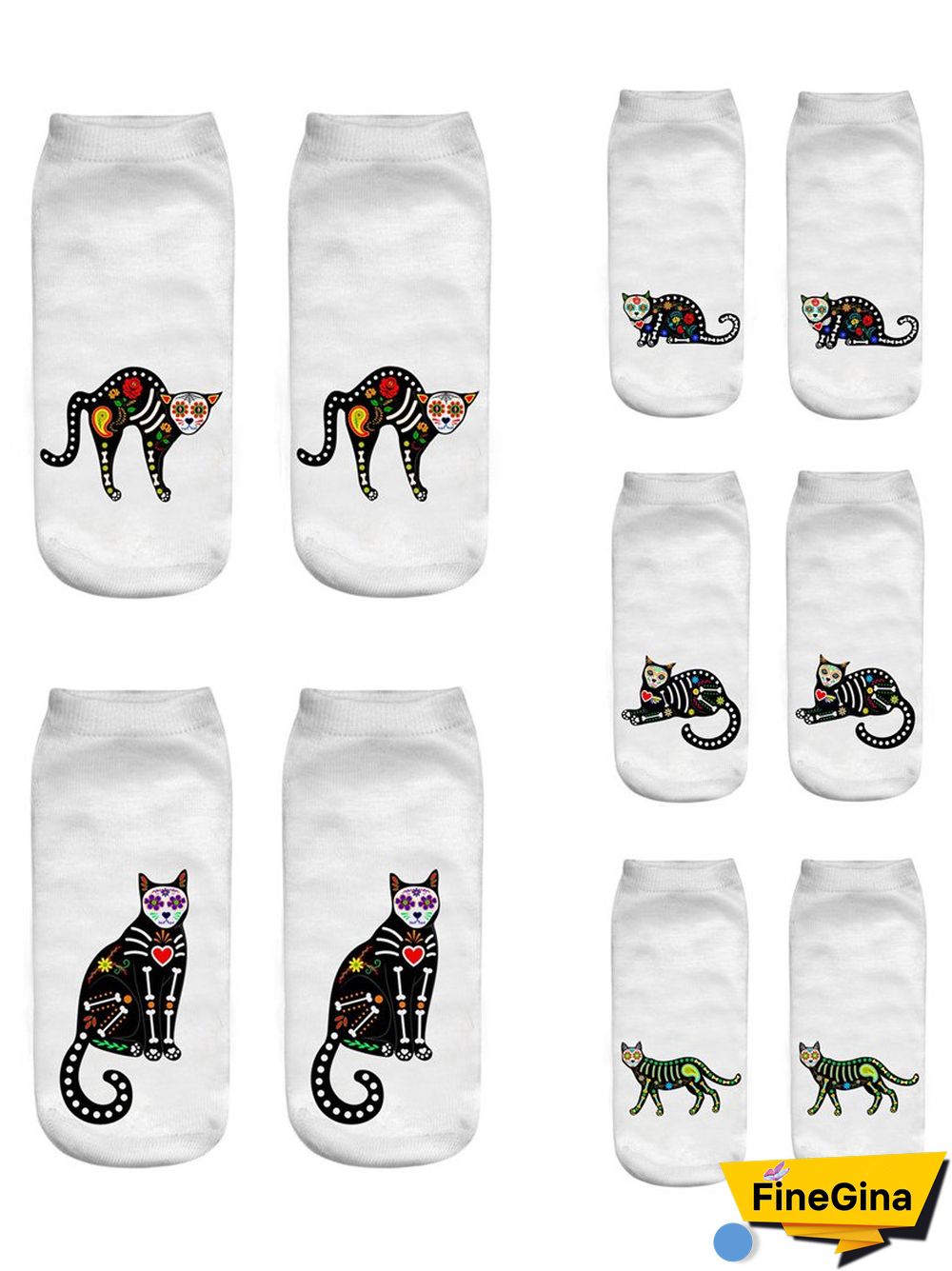 Halloween 3D Printing Black Cat Pattern Socks Festive Decoration Funny Socks