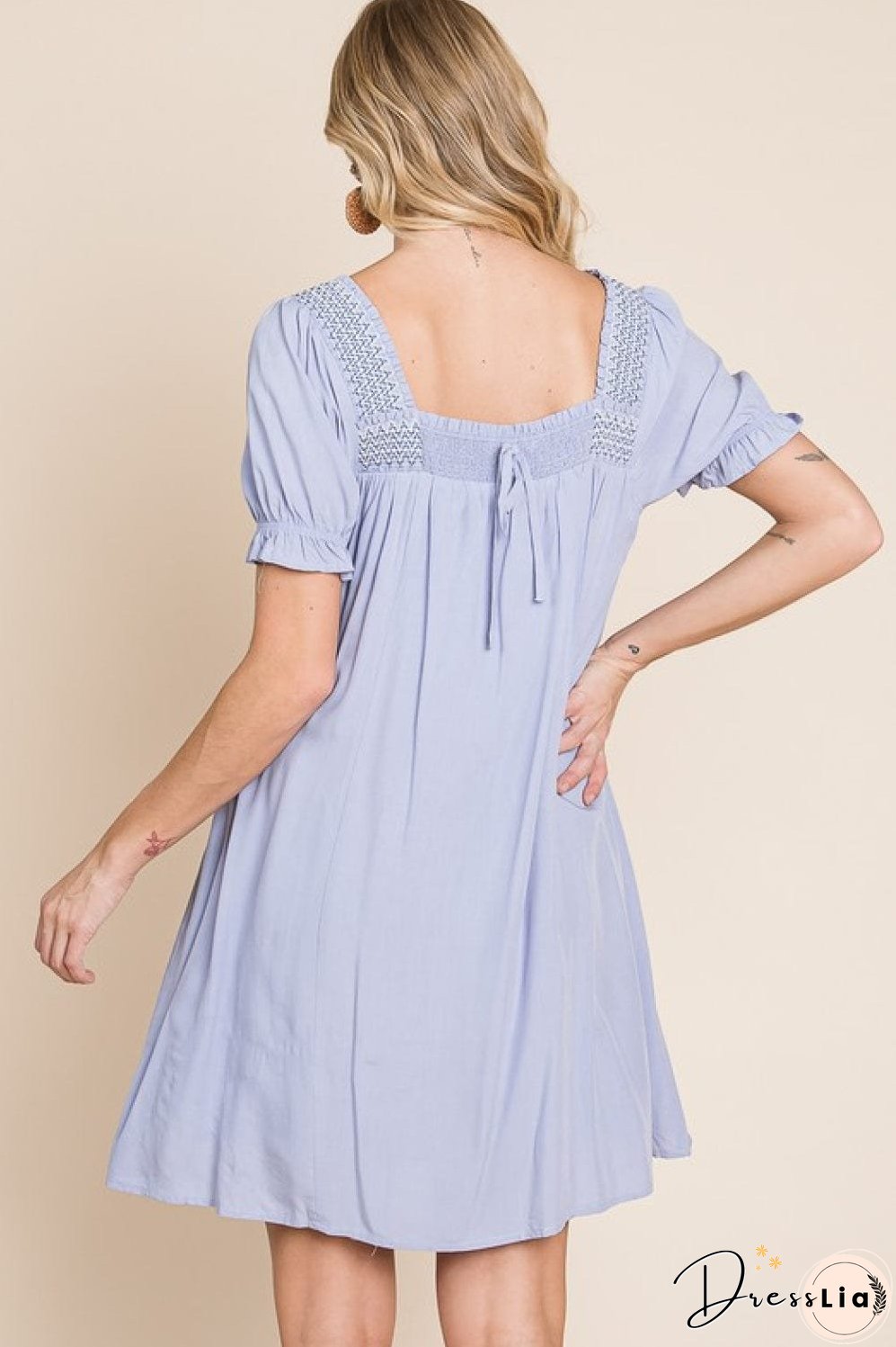 HEYSON Full Size Scenic Overlook Puff Sleeve Embroidered Mini Dress