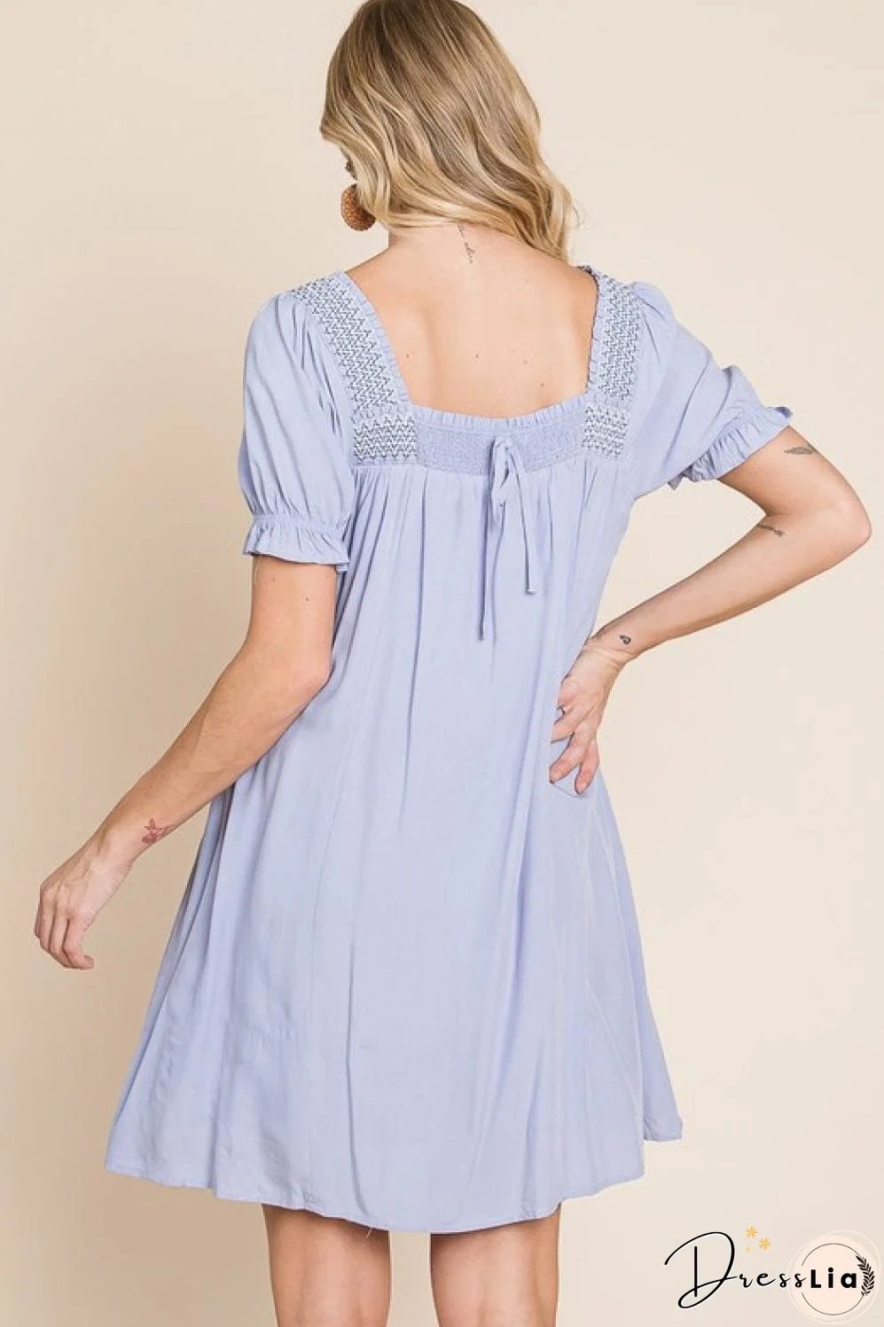 HEYSON Full Size Scenic Overlook Puff Sleeve Embroidered Mini Dress